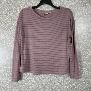 14th & Union Purple Sheer Stripe Oversized Knit Top - Size Small - Lightweight